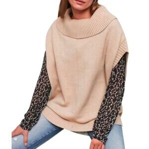 Anthropologie Cream Cowl-Neck Sweater Vest